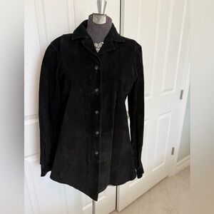 Style & Co. Y2K vintage Women's Black suede Leather Jacket shirt, jacket size S